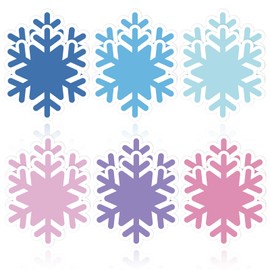 JarThenaAMCS 24 Packs Winter Snowflake Sticky Notes Pink Blue Purple Memo Pad 6 Colors Reminder Notepad for Christmas Annotating Office Classroom, 480 Sheets