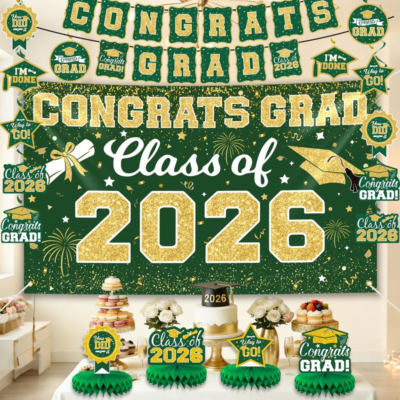 2026 Graduation Decorations Set - Class of 2026 Congrats Grad