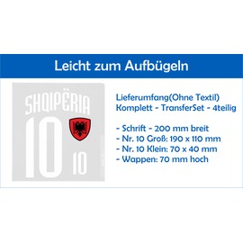 Albania Iron-On Patch Coat of Arms Number 10 Transfer for Iron-On 4 Pieces Garments Iron or Heat Press T-Shirt Jersey Iron-On Motif - BR10 W