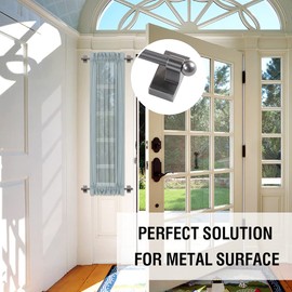 Magnetic Curtain Rods for Metal Doors Multi-Use Curtain Rods for Small Windows Cafe Sidelight and Iron Steel Places, 1/2 Inch Diameter, Tool Free (2 Pack, Adjust from 9 to 16 Inch, Pewter)