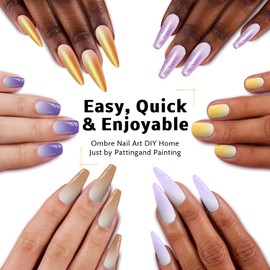 Karroy Karroy Sponge Pat Paint Nail Gel, Ombre Nails Gradient Gel Nail Blush Blooming Aura Nails Drawing Stripper Floral Painting DIY Nail Art, No Wipe, UV/LED Curing (16 Colors D)