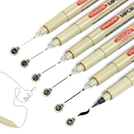 GETHPEN Micro Fineliner Set, 6 Pack Black Micro Fine Point Drawing Waterproof Archival Ink Multiliner Pens for Artist Illustration, Sketching, Technical Drawing, Anime, Manga