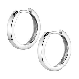MATERIA by Matthias Wagner Hoop Earrings Rhodium-Plated 925 Silver 9-18 mm, Sterling Silver