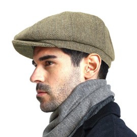 Fashion Men’s Classic Newsboy Gatsby Hat Blend Wool Vintage Flat Ivy Cabbie Cap Boyfriend Gifts(Medium/Large/X-Large), Cross Color Herringbone, 7-7 1/4