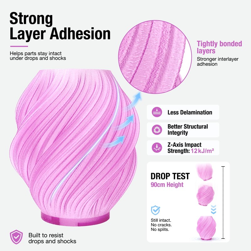 YXPOLYER ABS Filament Low Odor ABS+ 3D Printing Transparent Pink