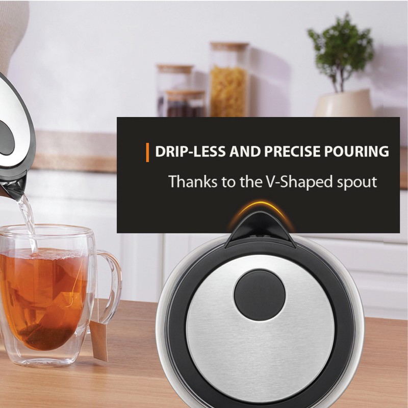 KRUPS 1.7L Glass Electric Kettle: Fast-Boiling 1500W with LED Indicator,