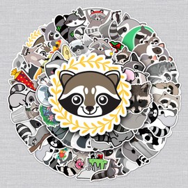 Bear Sticker Animals Raccoon Sticker Set 50 Pieces Cute Decoration for Car Laptop Skateboard Bicycle Moped Motorcycle Bicycle Computer Suitable for Adults Children