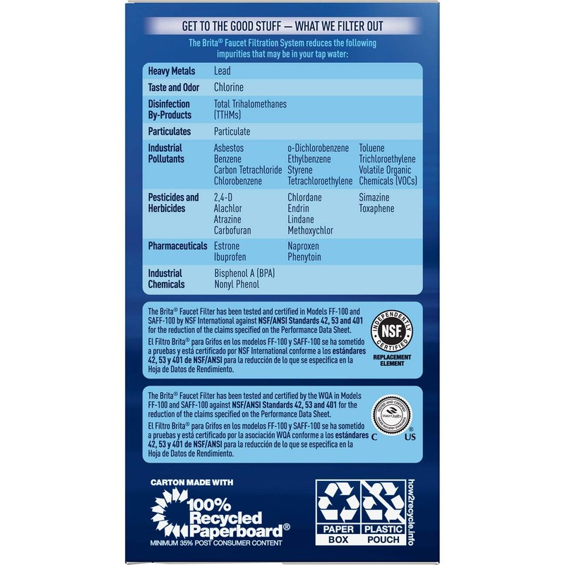 Brita On Tap Faucet Water Filter System Replacement Filters, White,