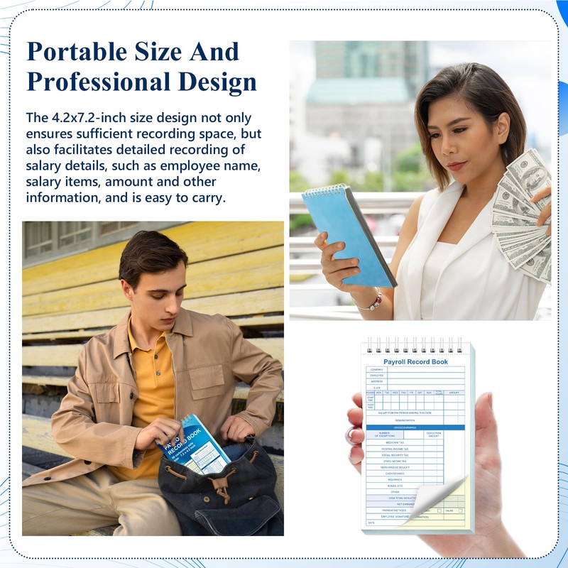 3 PCS Payroll Record Book Payroll Ledger Logbook Weekly Employee