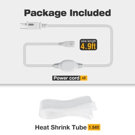 HRGXYUN 3Pack Power Cord for 7 * 10mm COB Neon Rope Light,No pin, Easy to Connect