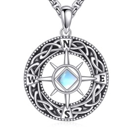 DAYLINLOVE Kompass Halskette für Frauen 925 Sterling Silber Mondstein Kompass Schmuck für Frauen Männer Jubiläum Geburtstag Graduierung Geschenke
