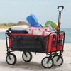 Collapsible Wagon Side Pocket for Umbrella,900D Oxford Cloth Garden Cart