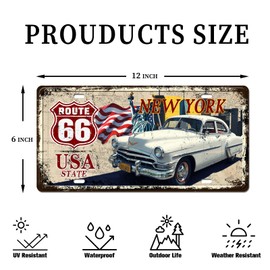 New York Route 66 USA State Vintage License Plate Decor Sign, 12 x 6 in
