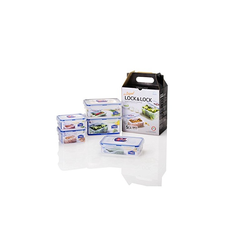 LocknLock Easy Essentials Food Storage lids/Airtight containers, BPA Free, 10
