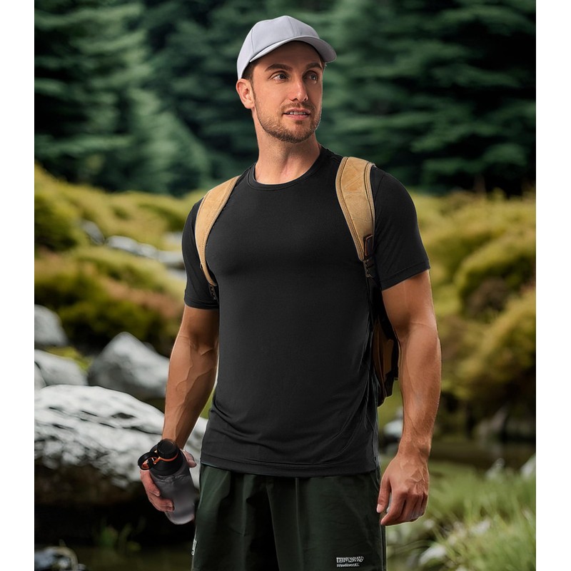 DAVID ARCHY Men’s Undershirts Quickly-Dry T-Shirts, Stretch Moisture-Wicking Crew Neck