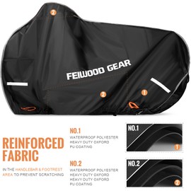 FEIWOOD GEAR Bike Cover for Transport 2 Bikes on Rack, Double Heavy Duty 420D on Handlebar & Pedal, Waterproof Bicycle Cover Outdoor Storage on Rear Bike Rack