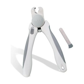 Pet Nail Clipper - Pet Grooming Tool for Nail Clipping and Trimming - Suitable for Dogs and Cats, Equipped with a Safety Guard and Razor Sharp Blade for Precision - plus a Bonus Free Nail File (Gray)