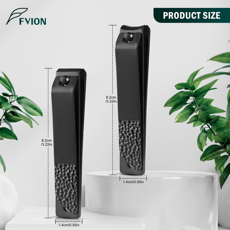 FVION 2 Piece Nail Clippers Set, Sharp Curved and Straight