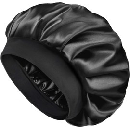 FOLAI 1 Stück Schlafmütze Satin Bonnet Nacht Schlaf Doppelte für Lockiges Haar, Atmungsaktive, Verstellbare Schlafhaube mit Gummiband zur Befestigung Auf Dem Kopf für Damen und Mädchen…