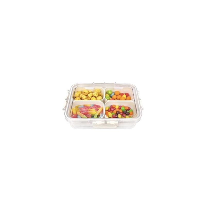 Snackle box (4 GRIDS) Kitchen Portable Plastic Spice Snack Storage