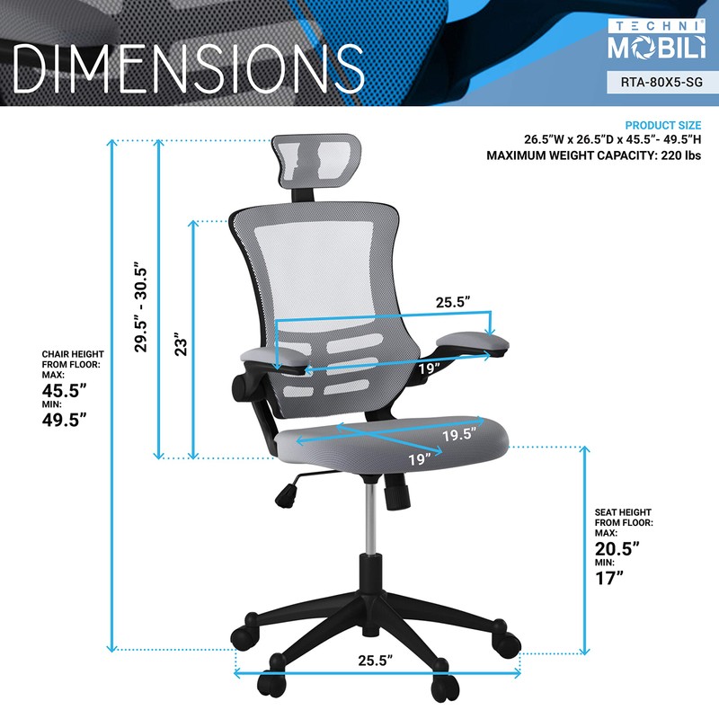 Modern High Back Mesh Executive Chair With Headrest And Flip