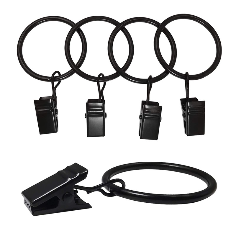 AMZSEVEN 90 Pack Curtain Rings with Clips, Drapery Clips with