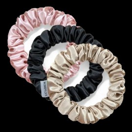 Honeylux Silk Scrunchie Mini Black,Champagne,Pink 3 Packs