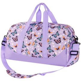 Choco Mocha Kids Duffle Bag Girls Butterfly Duffle Bag for Kids Girls Overnight Bag for Kids Duffel Bags Kids Weekender Bag Girls ages 9-12 Sleepover Bag for Girls Kids Gym Travel Bag 6-8 Gift Violet