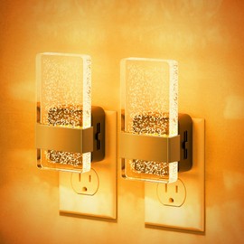 JandCase Night Lights Plug into Wall, Dusk to Dawn Sensor, 2000K Amber Warm White LED, Acrylic Bubble Design, 0-100lm Adjustable Brightness, 2-Pack for Bedroom, Bathroom, Living Room, Hallway