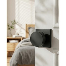 Haidms Matte Black Door Knobs Interior Privacy, Heavy Duty Square Black Interior Door Knobs for Bedroom, Zinc Alloy Privacy Door Knob Bathroom (3 Pack)