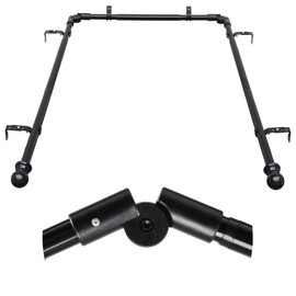 Bay Window Curtain Rods, U shaped Adjustable Curved Curtain Rods for Windows 59 to 184 Inches, Black 1 inch Renter Friendly Heavy Duty Curtain Rods with Brackets for Bedroom, Living Room Curtains