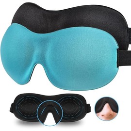 Sleep Mask Invisible Alar Deep Orbit 3D Eye Mask Ultra Lightweight & Comfortable Sleeping Mask for Travel, Nap, Shift Works, Black & Blue