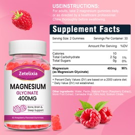 2 Pack Magnesium Glycinate Gummies, High Absorption Magnesium Glycinate Supplements for Relaxation, Sugar Free Chews for Adults & Kids, Relax Mood, Raspberry Flavor, 120 Count