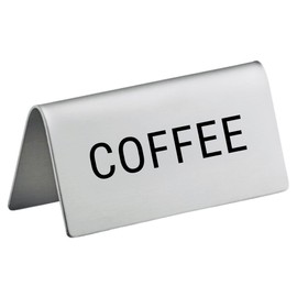 Coffee Stainless Steel Metal Table Tent Sign - 3" x 1-1/2" - Table Top Setting for Restaurants, Catering Businesses, Business. Great for Wedding, Banquet, Buffet, Party, Events. To Label Coffee, Drink