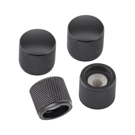 Metallor Knurled Guitar Knobs Volume Tone Knobs Speed Control Knobs 6mm Shaft Metal Dome Style Compatible with Tele Telecaster Style Electric Guitar or Bass Guitar Parts Accessories Set of 4Pcs Black.