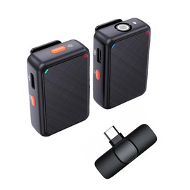 Wireless Lavalier Lapel Microphone（2 TX + 1 RX），15-Hour Battery，50ft Range，Professional Noise Cancelling Lapel Mic for Android/Laptop Camera-Cordless