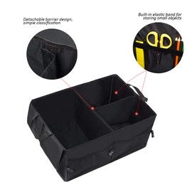 JiatuA Car Trunk Backseat Organizer for SUV, 8 Pocket Waterproof, Dust-proof, Sturdy Foldable Cargo Net Storage for More Trunk Space with Adjustable Straps, Black