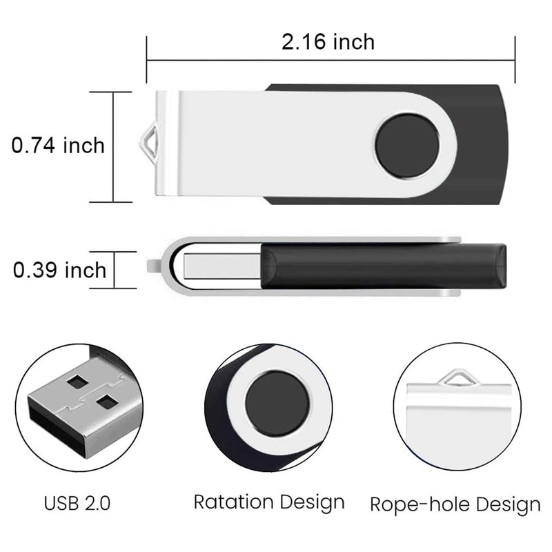 20 Pack Flash Drives 2GB with Lanyards, ABLAZE Premium USB