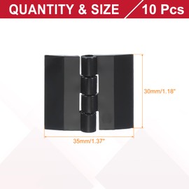 sourcing map Black Plastic Hinges, Acrylic Hinges Small Hinge 35 x 30 mm Transparent Continuous Piano Folding Hinge for Cabinet Crafts Furniture Display Stand Pack of 10