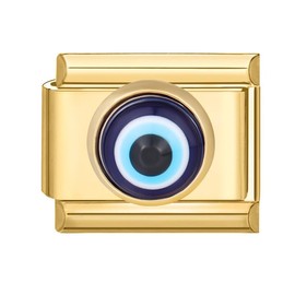 M&S 18K Birthday Rose Gold Silver Evil Eye Dangle Butterfly Hamsa Mum Mom Daughter Stainless Steel 9mm Italian Link Charm Compatible With Nomination Bracelet (18K Dangle Love You Heart)