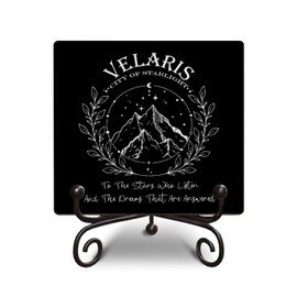 Velaris City of Starlight Desk Decor Gifts, Office Farmhouse Living Room Shelf Desk Wood Sign Decor, for Book Lover Night Court Wooden Signs Gift, 5 x 5 inches-E15