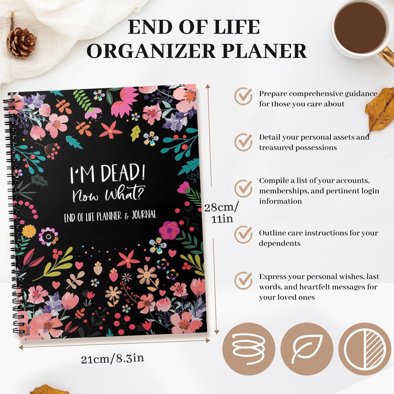 End of Life Planner Organizer Notebook with Pocket for Documents,