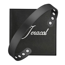 Jeracol Copper Bracelets for Men Women,99% pure Copper Magnetic Bracelets Cuff Bangle ultra strength Magnets, Brazaletes Jewelry with Gift Box(black)