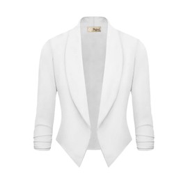 Hybrid & Company Versatile and Modern Women's Nylon Ponte De Roma Open Blazer Jacket JK1133X 1073T White 2X