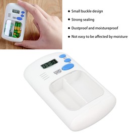 Smart Pill Dispenser, 3 Buttons 2 Grid Easy Operation Automatic Pill Organizer with Alarm Reminder for Portable Travel Home