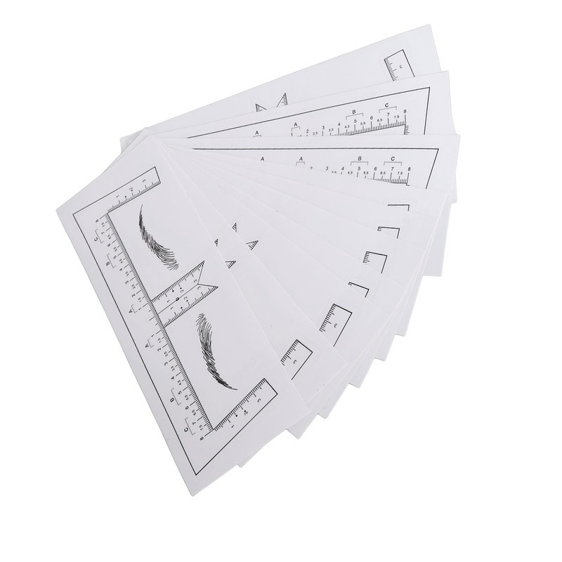 100PCS Eyebrow Ruler Stencils Clear Scale Transparent Adhesive Eyebrow Designer