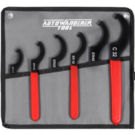 AutoWanderer Tool Universal Spanner Wrench Set 6Pcs Steel Adjustable Shock Wrench Coilover Spanner Motorcycle Coil Over Shock Adjustment Tool