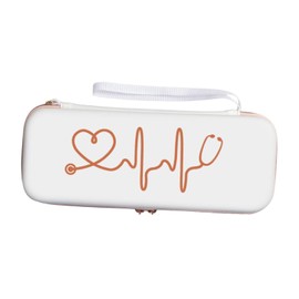 GaotKeut Stethoscope Carrying Case Travel Storage Bag with Pocket Waterproof Wear Resistant with Wrist Strap Professional Organizer, White