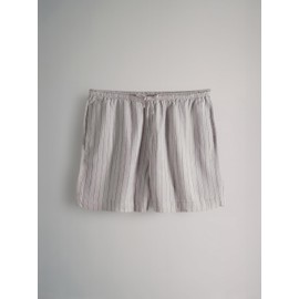 THE SET Shorts with elastic waistband and linen, pack of 3., Black/Brown/Ecru Stripe