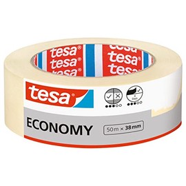 tesa Masking Tape ECONOMY EcoLogo - Painters Tape, 4 Days Residue-Free Removal, Without Solvent - Narrow, 50 m x 38 mm
